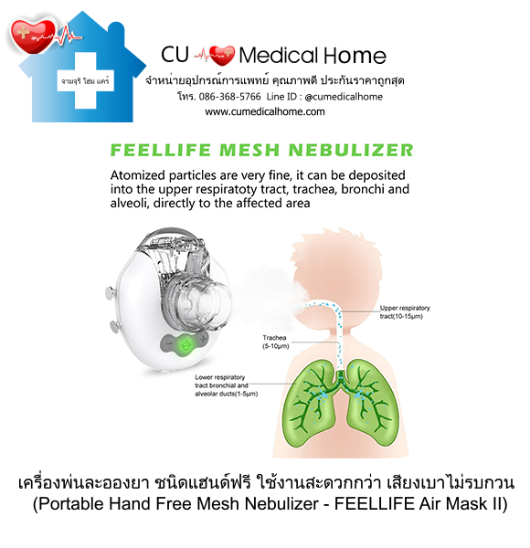 เครื่องพ่นละอองยา แบบพกพา ชนิดแฮนด์ฟรี (Portable Hand Free Mesh Nebulizer) เครื่องพ่นละอองยา แบบพกพา ชนิดแฮนด์ฟรี (Portable Hand Free Mesh Nebulizer)