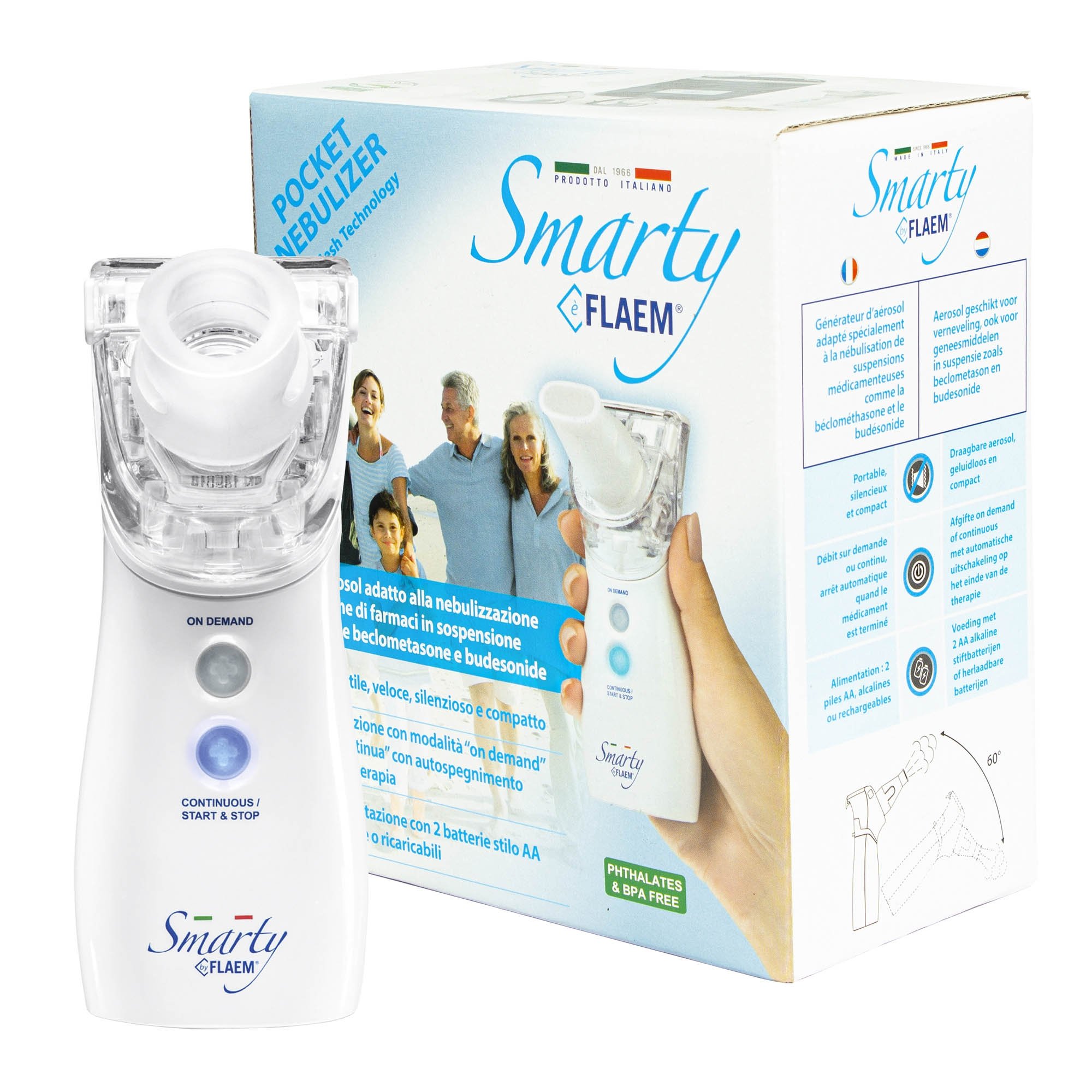 เครื่องพ่นละอองยา แบบพกพา ยี่ห้อ Smarty Flaem (Portable Mesh Nebulizer)