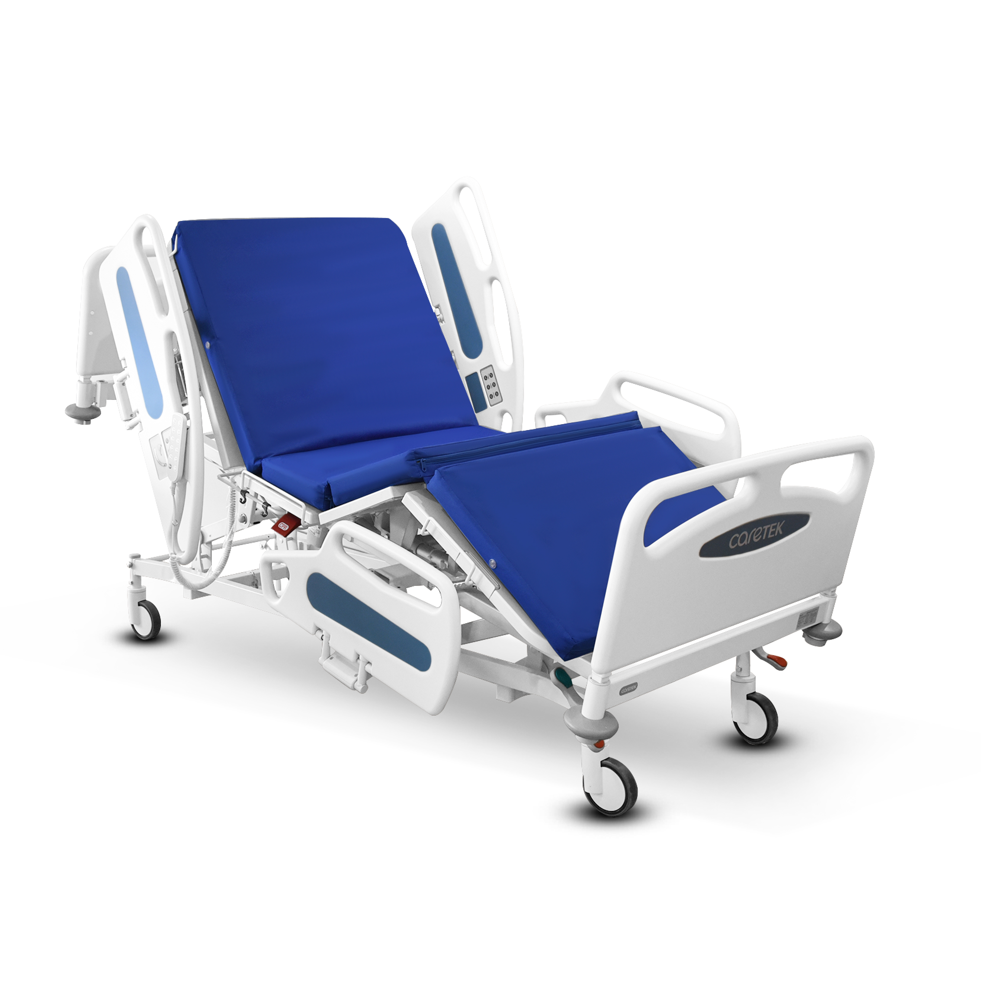 เตียงผู้ป่วยไฟฟ้า 5 ฟังก์ชั่น ดีไซน์ปีกนก เกรดพรีเมี่ยม ยี่ห้อ Caretek รุ่นสโนว์วี่ Snowy - E5 (Elite) อัปเกรดมีปุ่มกดที่ข้างเตียง