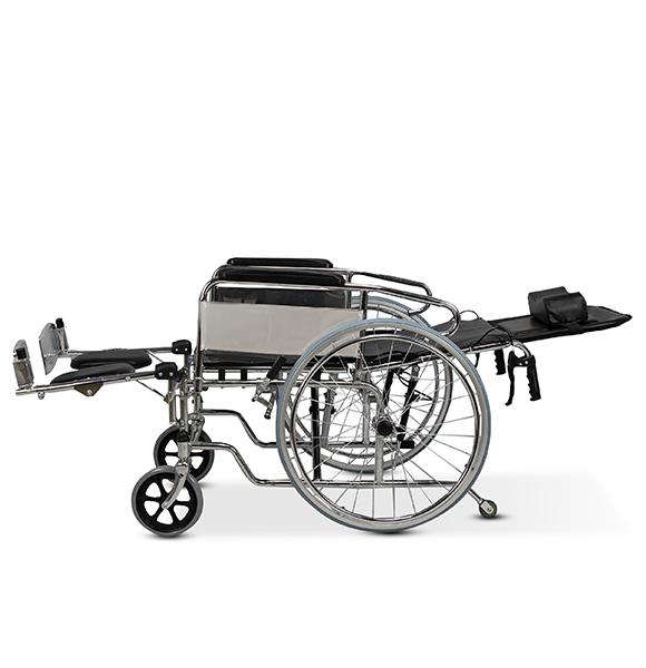 รถเข็นวีลแชร์โรงพยาบาล สำหรับคนตัวใหญ่ รุ่นปรับเอนนอน (High Back & Reclining Manual Wheelchair) รับประกัน 1 ปี