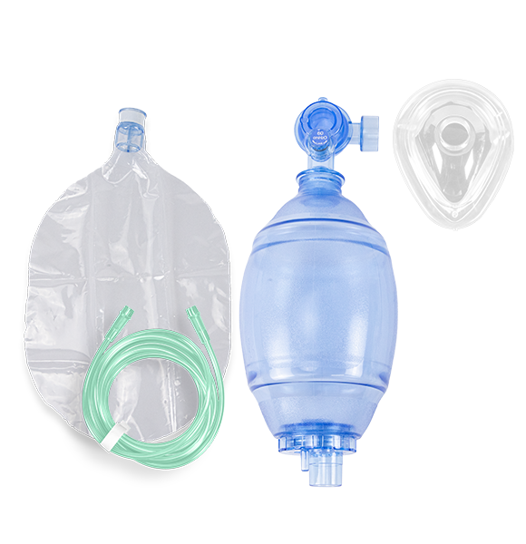 ชุดอุปกรณ์ช่วยหายใจฟื้นคืนชีพ แอมบูแบค ชนิดมือบีบ แบบชนิดพกพา (Ambu Bag/ Air Mask Bag Unit)