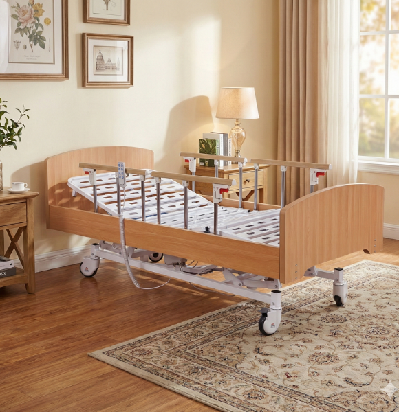 เตียงผู้ป่วยไฟฟ้า 4 ฟังก์ชั่น วัสดุไม้ (Wooden Electric Bed)