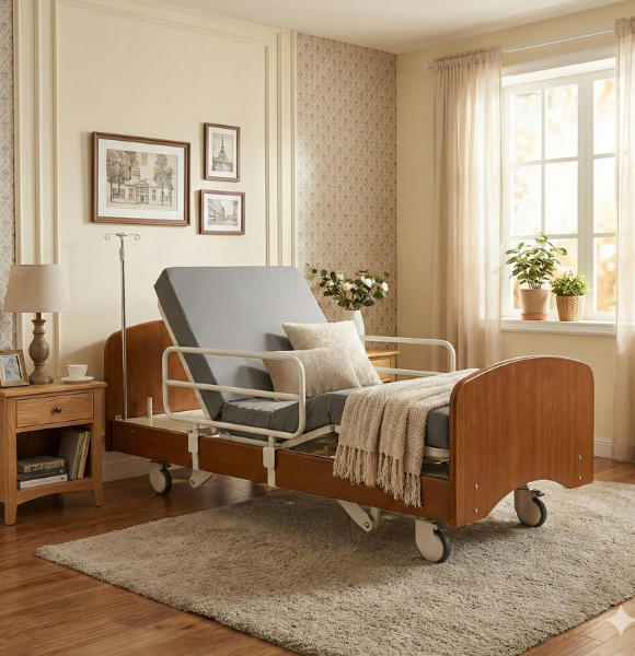 เตียงผู้ป่วยไฟฟ้า รุ่นปรับหมุนข้าง ราคาประหยัด (Turnaround Economy) เหมาะสำหรับผู้สูงอายุที่ขาอ่อนแรง ยืนทรงตัวลำบาก