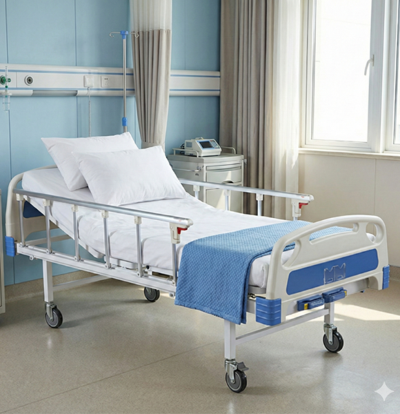 เตียงผู้ป่วยมือหมุน 2 ฟังก์ชั่น ราคาประหยัด (Manual Hospital Bed)