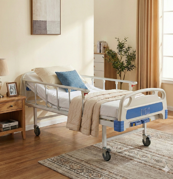 เตียงผู้ป่วยมือหมุน 2 ฟังก์ชั่น ราคาประหยัด (Manual Hospital Bed)