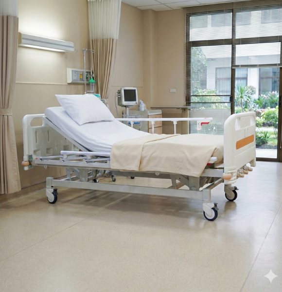 เตียงผู้ป่วย เตียงโรงพยาบาล มือหมุน 3 ฟังก์ชั่น (Manual Hospital Bed)